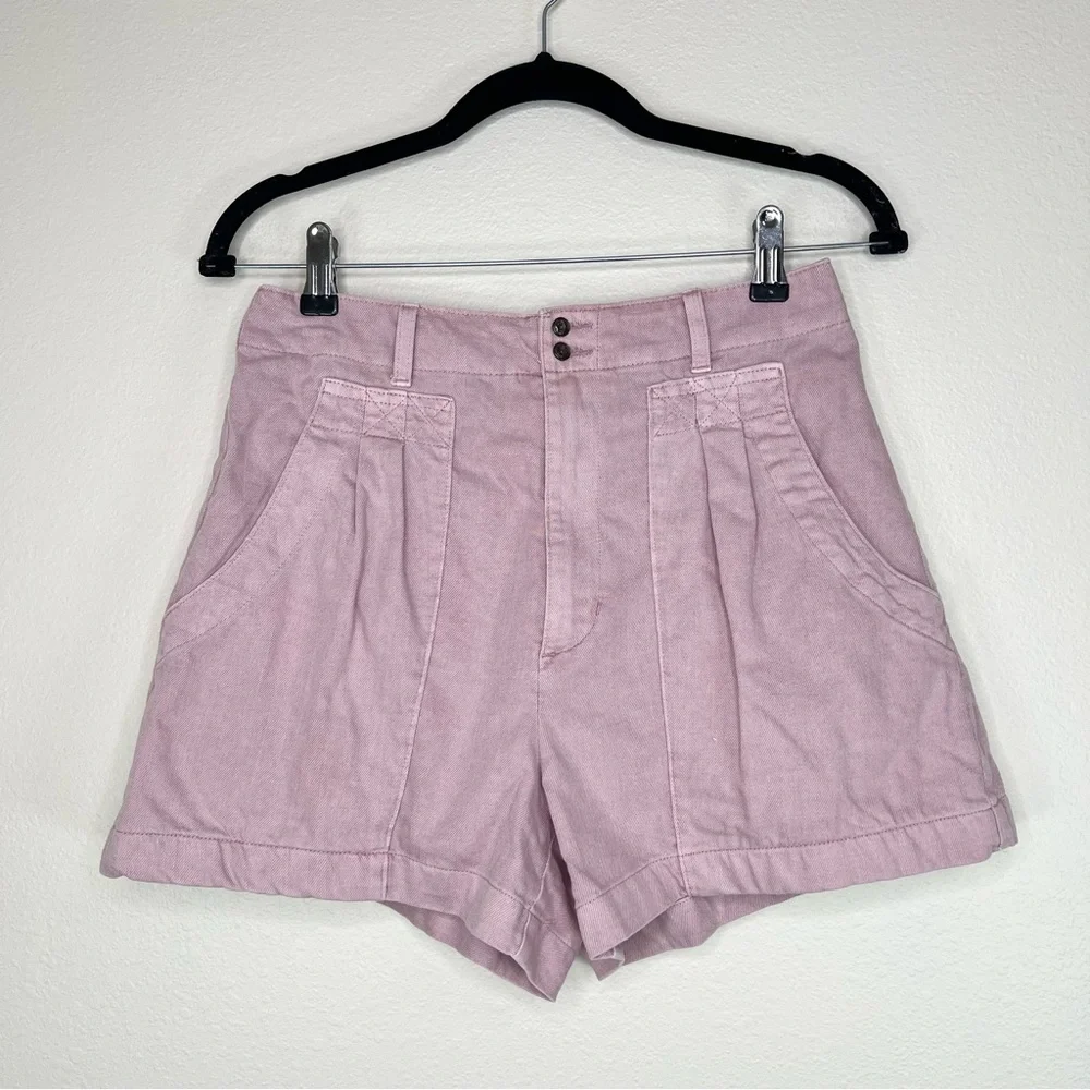 Universal Thread Orchid Lane Pink Pleated High Waisted Denim Jean Shorts Sz 4 - Picture 5 of 14